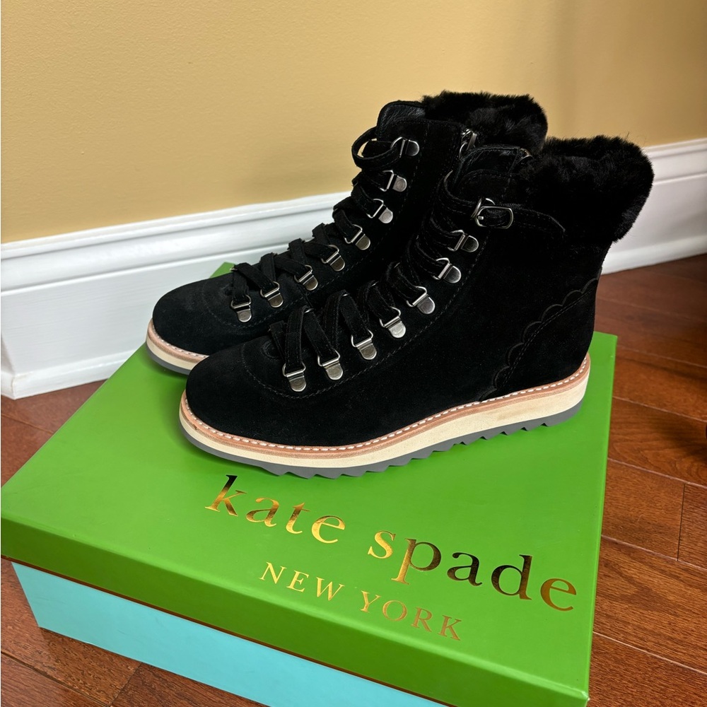 Kate Spade Black Winter Boots with Fur Trim